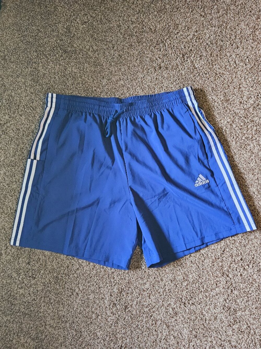 adidas Mens Blue Athletic Shorts with White Stripes Size 2XL